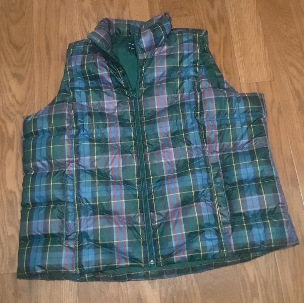 Lands End Size 2X Women's Plaid Puffer Vest